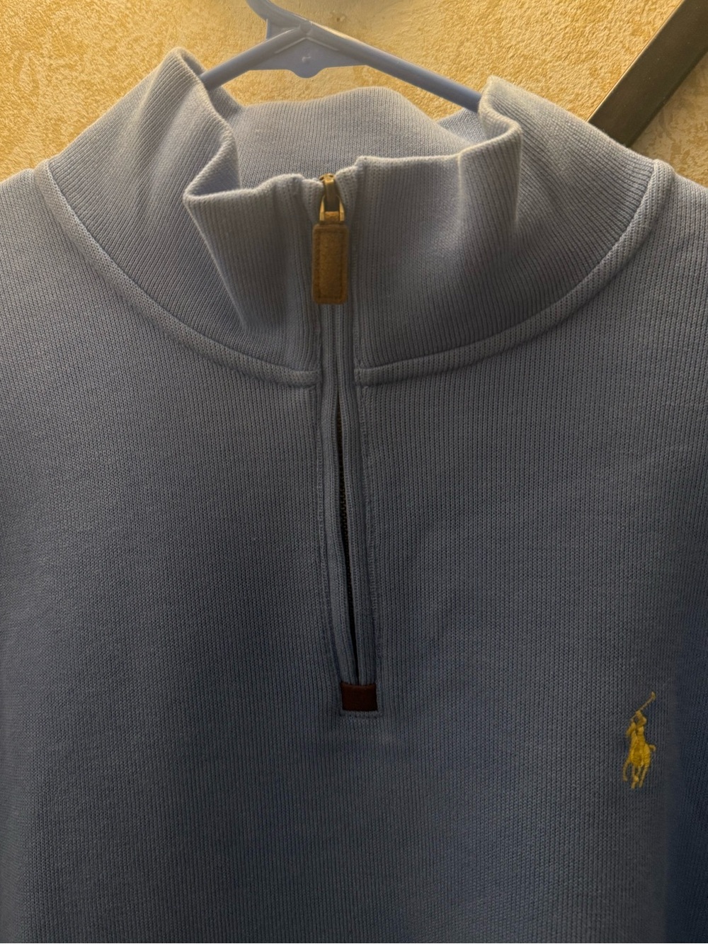 Polo by Ralph Lauren Men’s light Blue & yellow Quarter-Zip Sweater - Picture 4 of 7